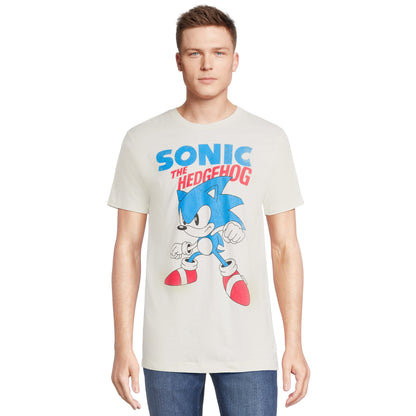 Sonic The Hedgehog T-Shirt Men's Distressed Action Pose Short Sleeve Tee