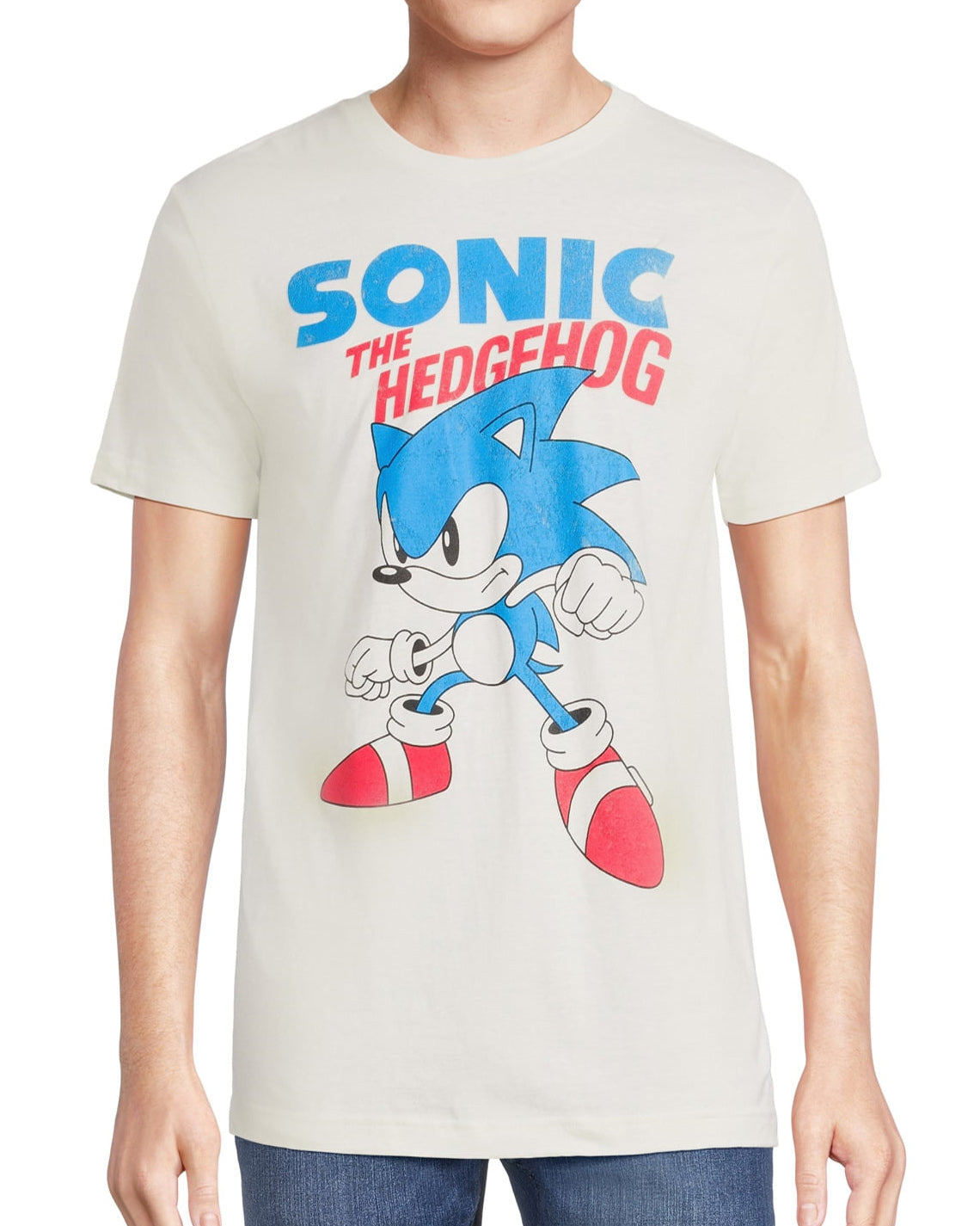 Sonic The Hedgehog T-Shirt Men's Distressed Action Pose Short Sleeve Tee