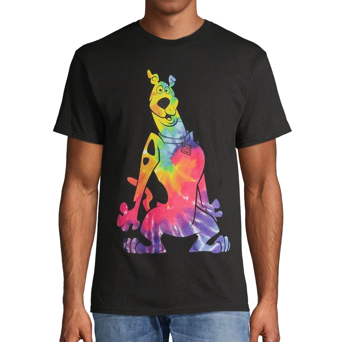 Scooby-Doo Shirt Men's Tie-Dye Character Fill Large Graphic Print T-Shirt