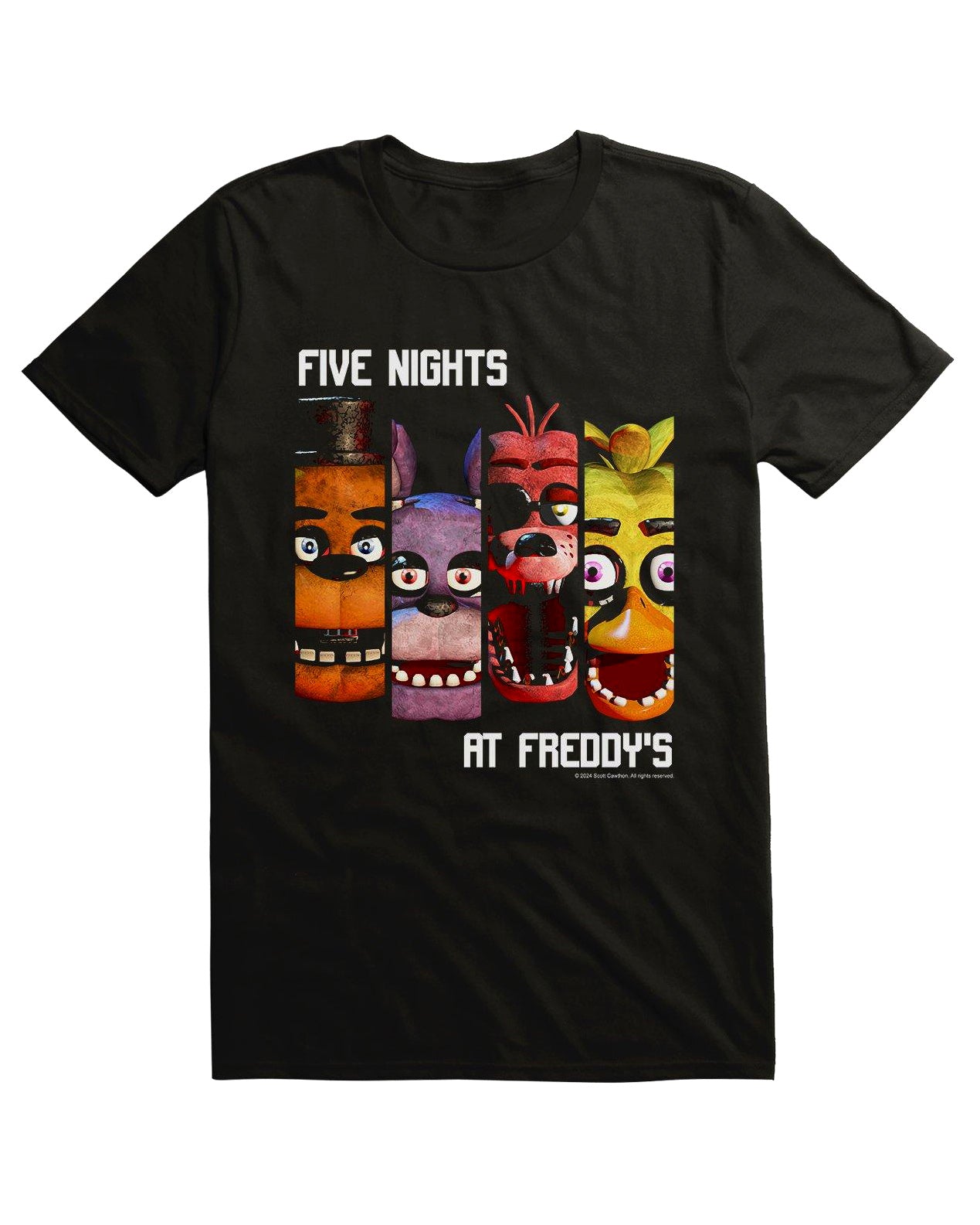 Five Nights At Freddy's T-Shirt Men's Character Columns Horror Game Tee