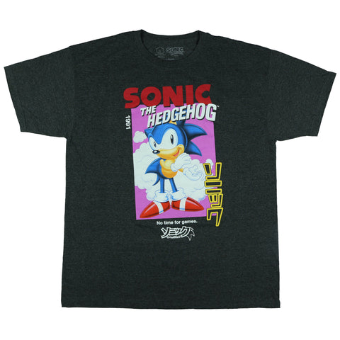 Sonic The Hedgehog T-Shirt Men's No Time For Games Graphic Print Tee
