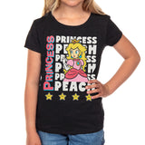 Super Mario T-Shirt Girls' Princess Peach Repeating Design Tee