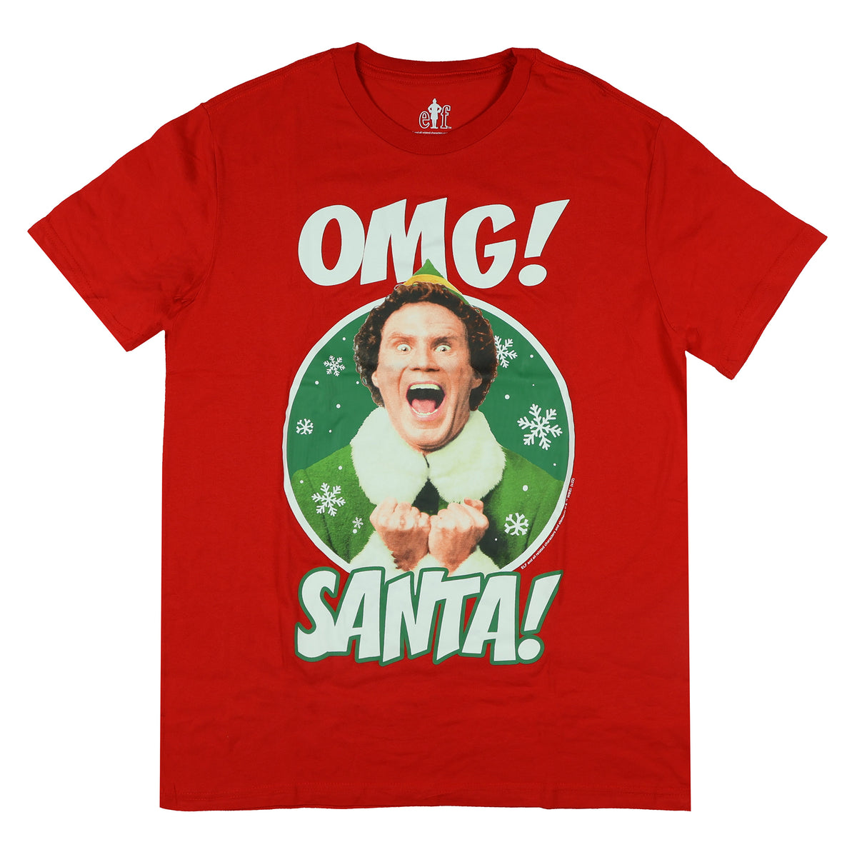 Elf The Movie T-Shirt Men's Buddy OMG Santa! Novelty Holiday-Inspired Tee