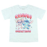 Disney Stitch T-Shirt Girl's Ohana Christmas Angel Stitch Short Sleeve Top