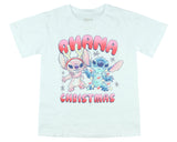 Disney Stitch T-Shirt Girl's Ohana Christmas Angel Stitch Short Sleeve Top