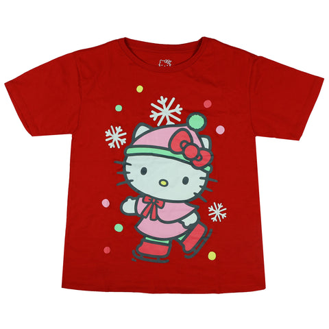 Hello Kitty T-Shirt Girls' Ice Skates and Snowflakes Tee