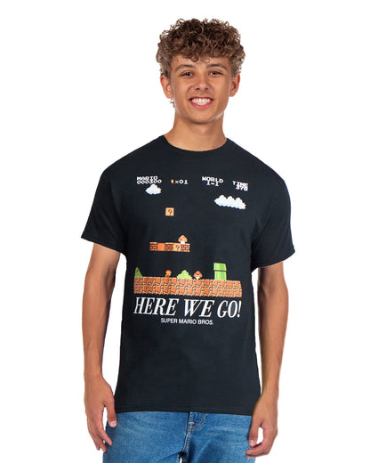 Super Mario Bros T-Shirt Men's Here We Go Short Sleeve Graphic Top