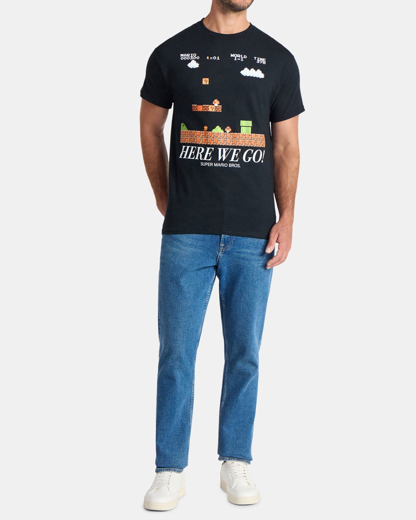 Super Mario Bros T-Shirt Men's Here We Go Short Sleeve Graphic Top