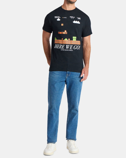 Super Mario Bros T-Shirt Men's Here We Go Short Sleeve Graphic Top