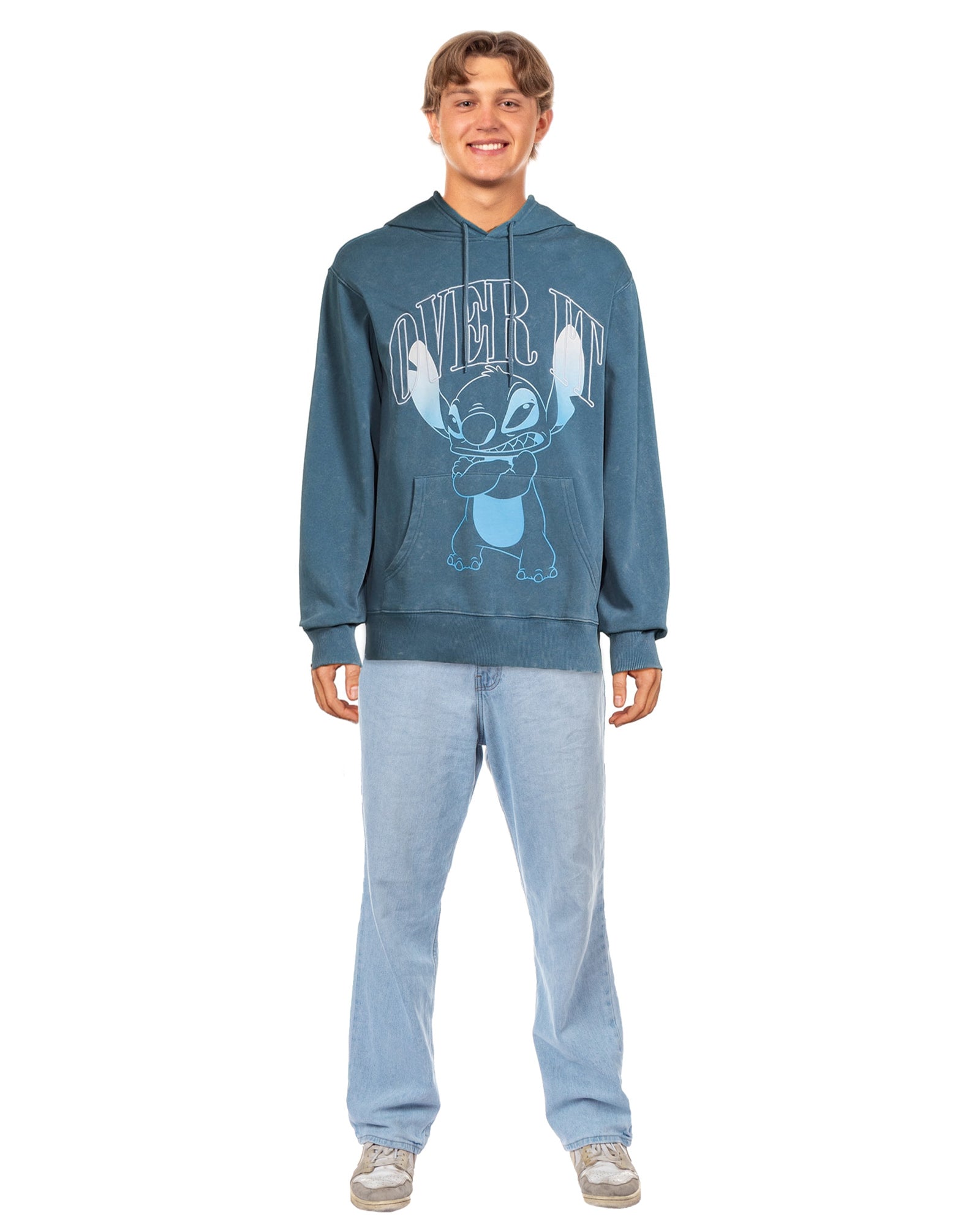 Disney Stitch Hoodie Men's Over It Character Design Pullover Sweatshirt