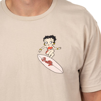 Betty Boop Maliboop T-Shirt Men's Front & Back Surfing Sunset Graphic Tee