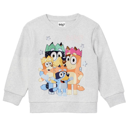 Bluey Boys' Toddler Sweatshirt Front Back Graphic Family Crowns and Hooray