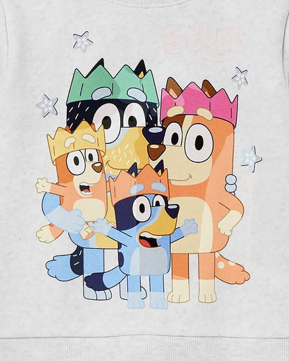 Bluey Boys' Toddler Sweatshirt Front Back Graphic Family Crowns and Hooray
