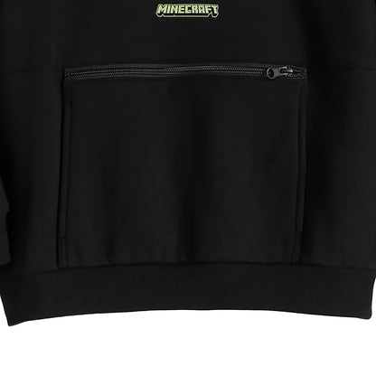 Minecraft Creeper Boys' Pullover Hoodie with Kangaroo and Zip Pocket