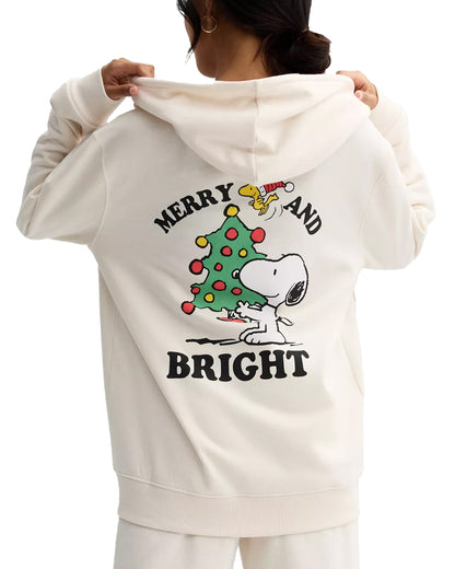 Peanuts Snoopy Woodstock Men's Hoodie Merry & Bright Front & Back Design