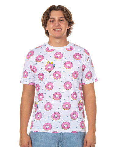 The Simpsons T-Shirt Men's Pink Doughnut Short Sleeve Top