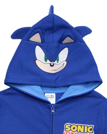 Sonic The Hedgehog Boy's 3D Ears and Quills Costume Zip Up Sweatshirt