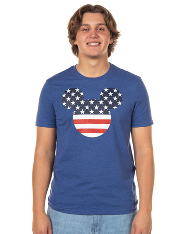 Mickey Mouse T-Shirt Men's American Flag Short Sleeve Graphic Top