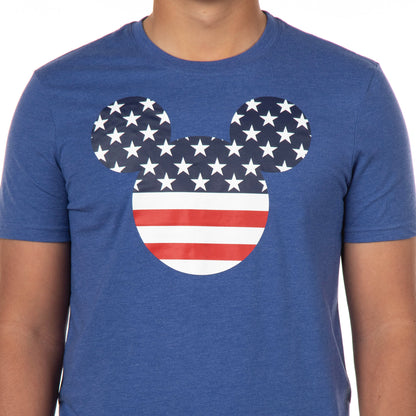 Mickey Mouse T-Shirt Men's American Flag Short Sleeve Graphic Top