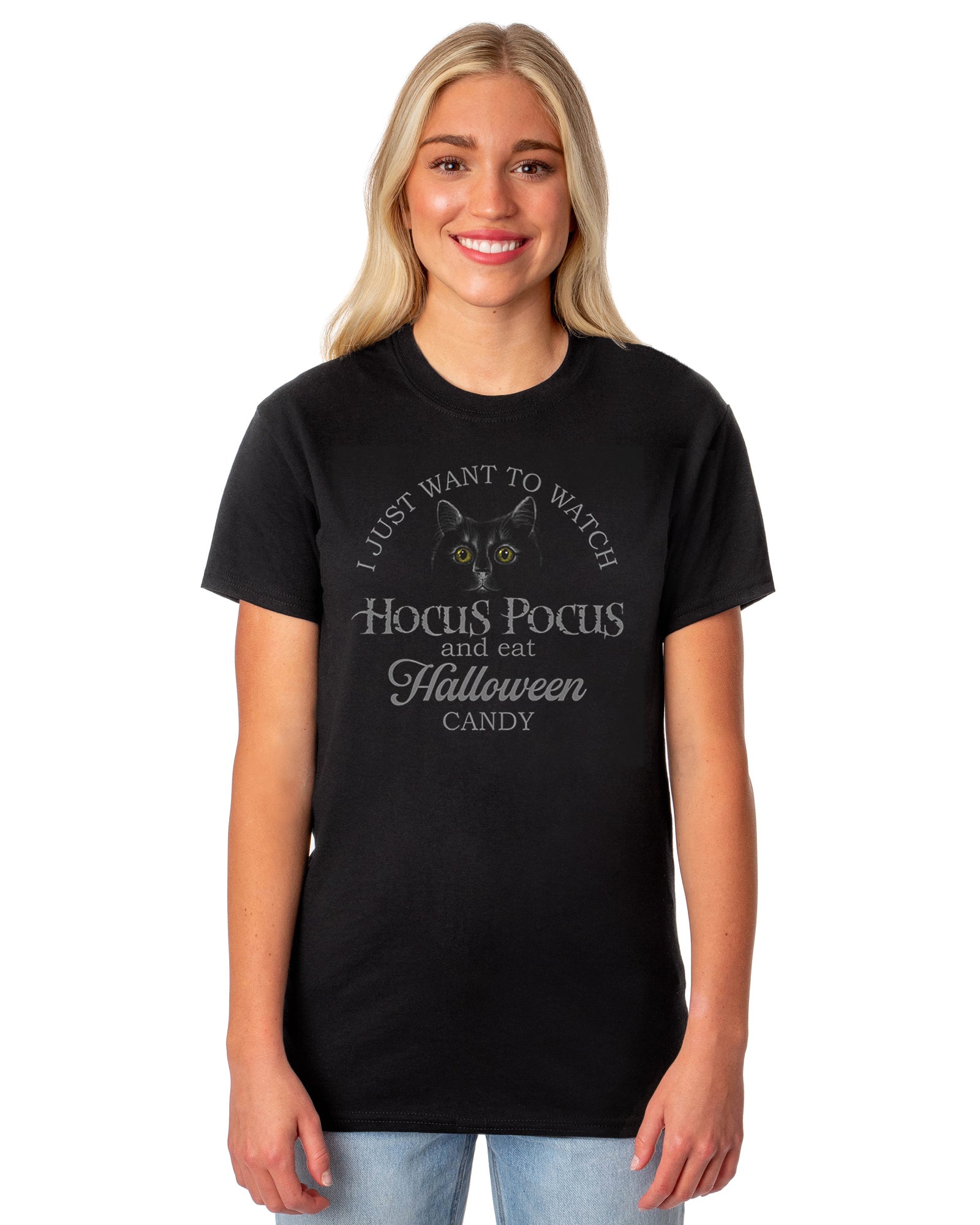Hocus Pocus Shirt Women's Binx Halloween Candy Short Sleeve Top