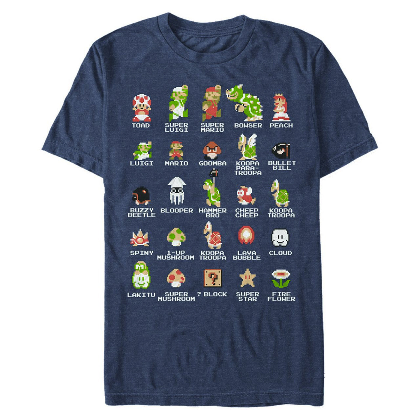 Super Mario T-Shirt Men's Character Grid Short Sleeve Graphic Top