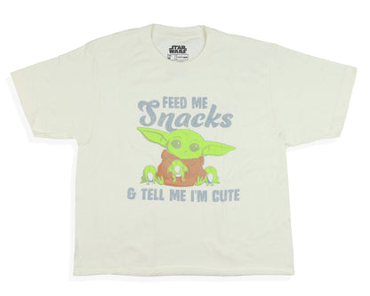Disney The Mandalorian Shirt Grogu Feed Me Snacks Short Sleeve Crop Top