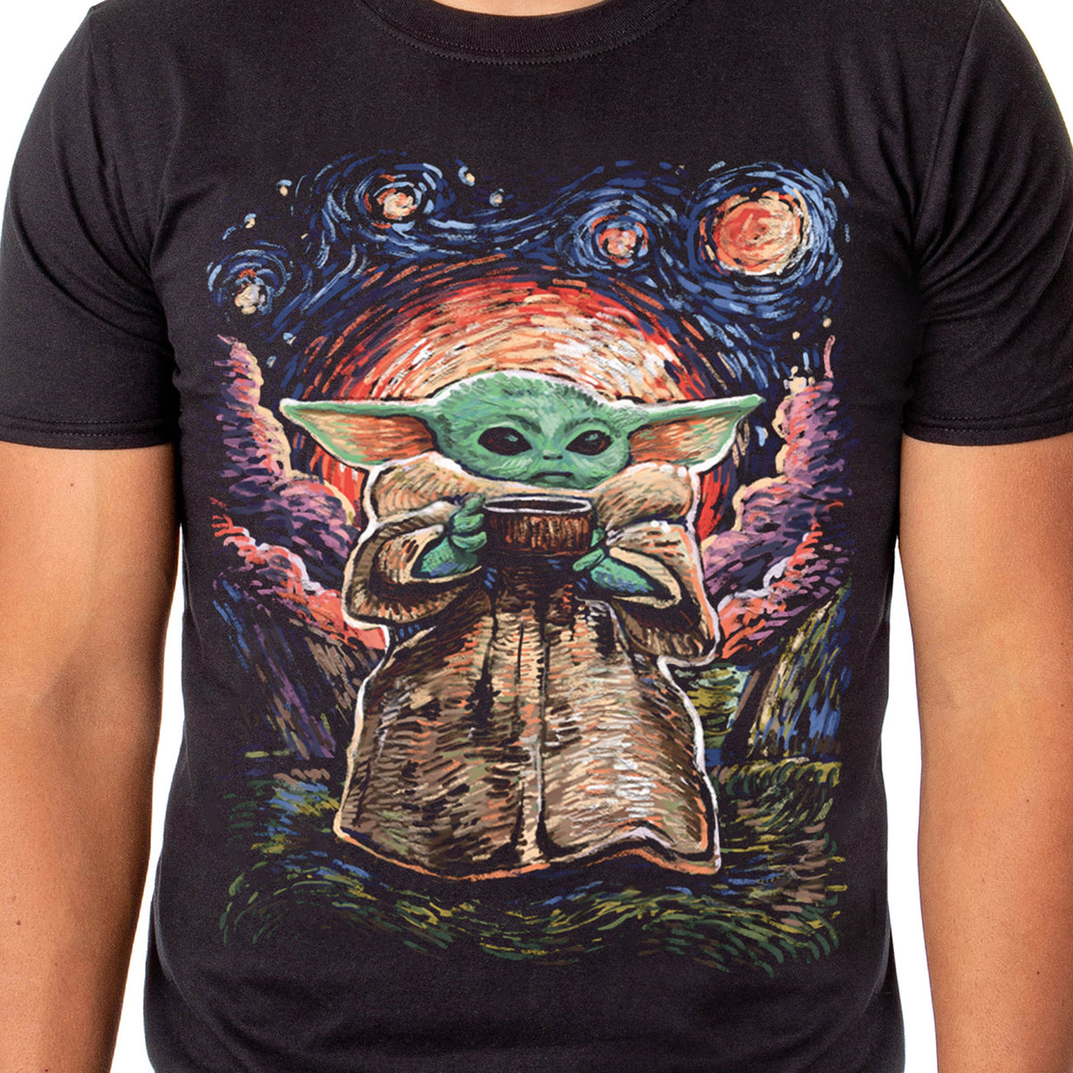 Star Wars The Mandalorian Shirt Men's Grogu Painting Short Sleeve Tee