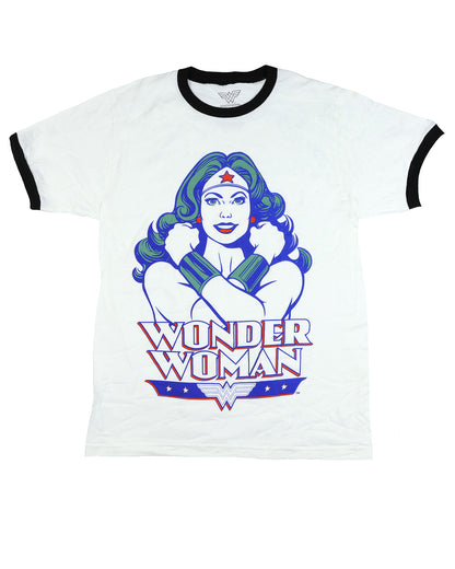DC Comics Wonder Woman T-Shirt Men's Power Pose Ringer Tee