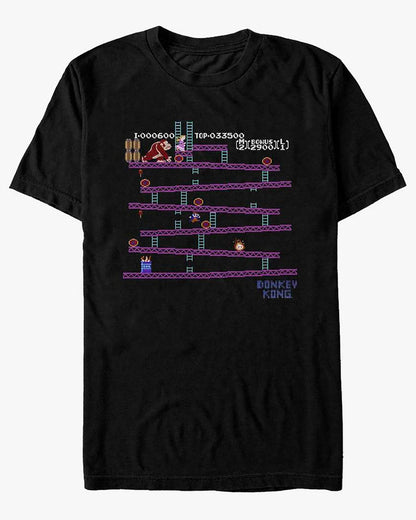 Nintendo Donkey Kong T-Shirt Men's Barrel Stage Graphic Print Tee