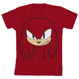 Sonic The Hedgehog T-Shirt Boys' Knuckles Big Face Short Sleeve Tee