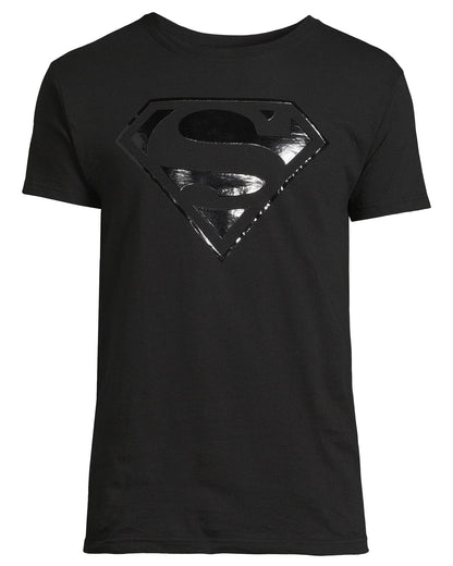 DC Comics Superman T-Shirt Men's Black Raised Logo Short Sleeve Top
