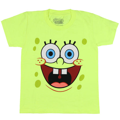 SpongeBob Squarepants T-Shirt Boy's Neon Big Face Short Sleeve Graphic Top