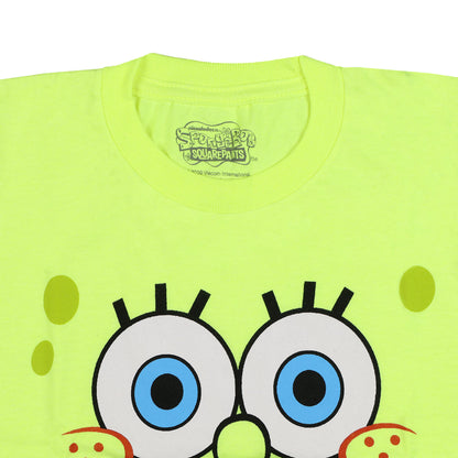 SpongeBob Squarepants T-Shirt Boy's Neon Big Face Short Sleeve Graphic Top