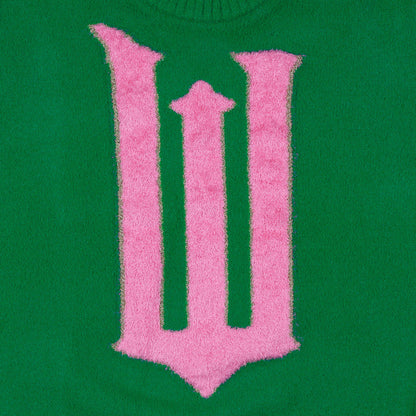 Wicked Sweater Women's W Logo Design Ribbed Pullover Knit Crewneck