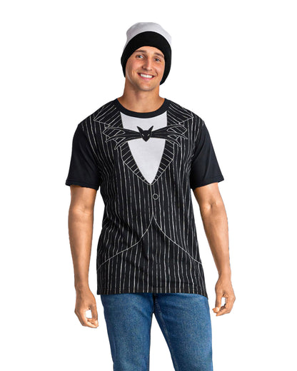 The Nightmare Before Christmas Shirt Men's Jack Tuxedo Shirt and Beanie Set