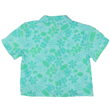 Mad Engine Bluey Boys' Button-Up Collared T-Shirt Floral Short Sleeve