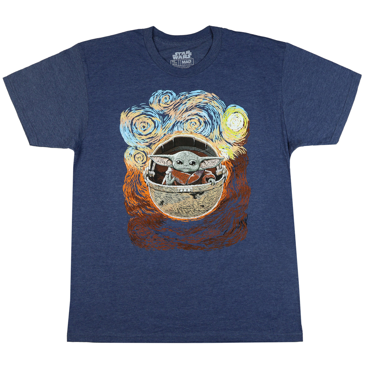 Star Wars T-Shirt Men's The Mandalorian Grogu Starry Night Short Sleeve Tee