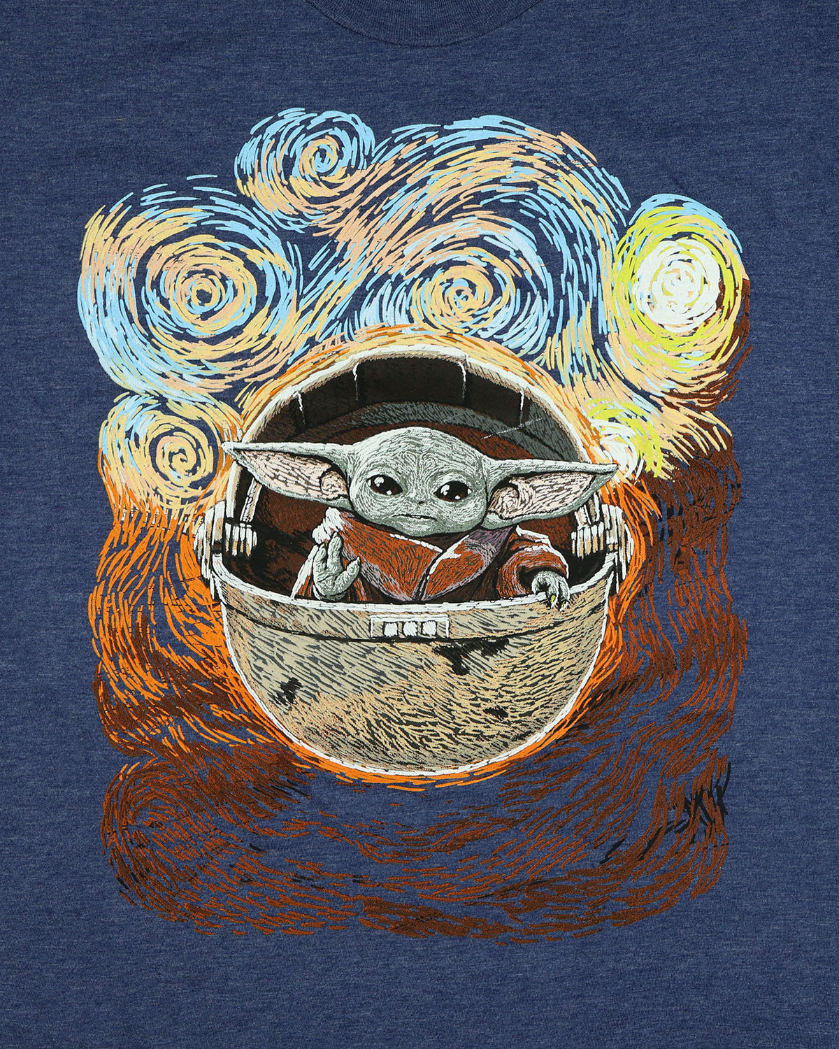 Star Wars T-Shirt Men's The Mandalorian Grogu Starry Night Short Sleeve Tee
