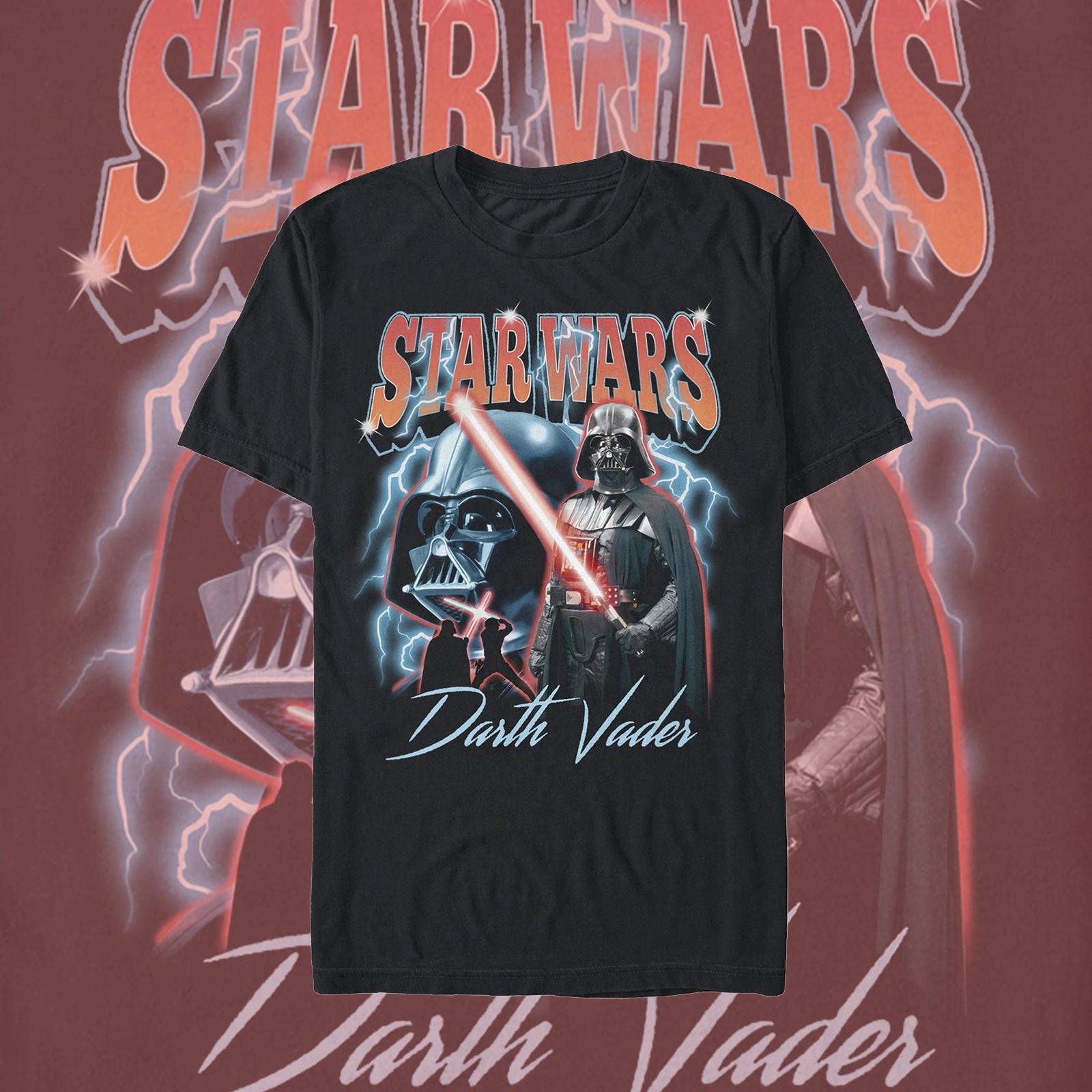 Star Wars T-Shirt Men's Darth Vader Lightsaber Short Sleeve Graphic Top
