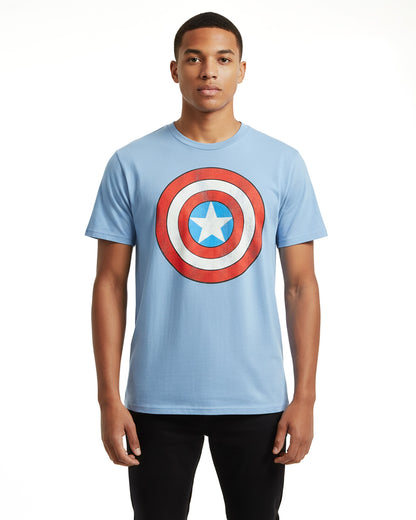 Marvel Comics Captain America Shirt Men's Shield Distressed Short Sleeve Tee
