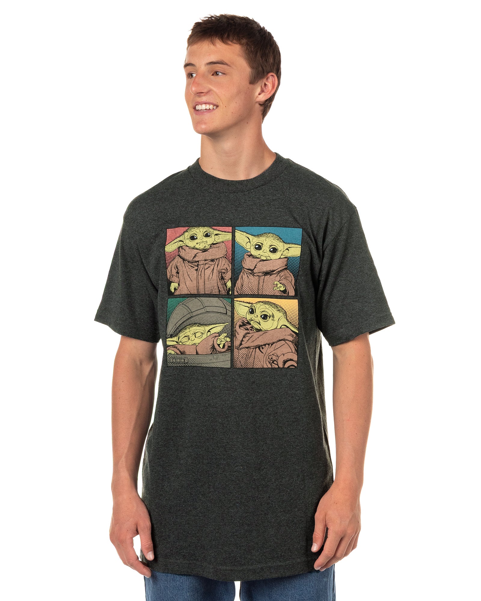 Star Wars T-shirt Men's Baby Yoda Pixelated Boxes Design Short Sleeve Tee