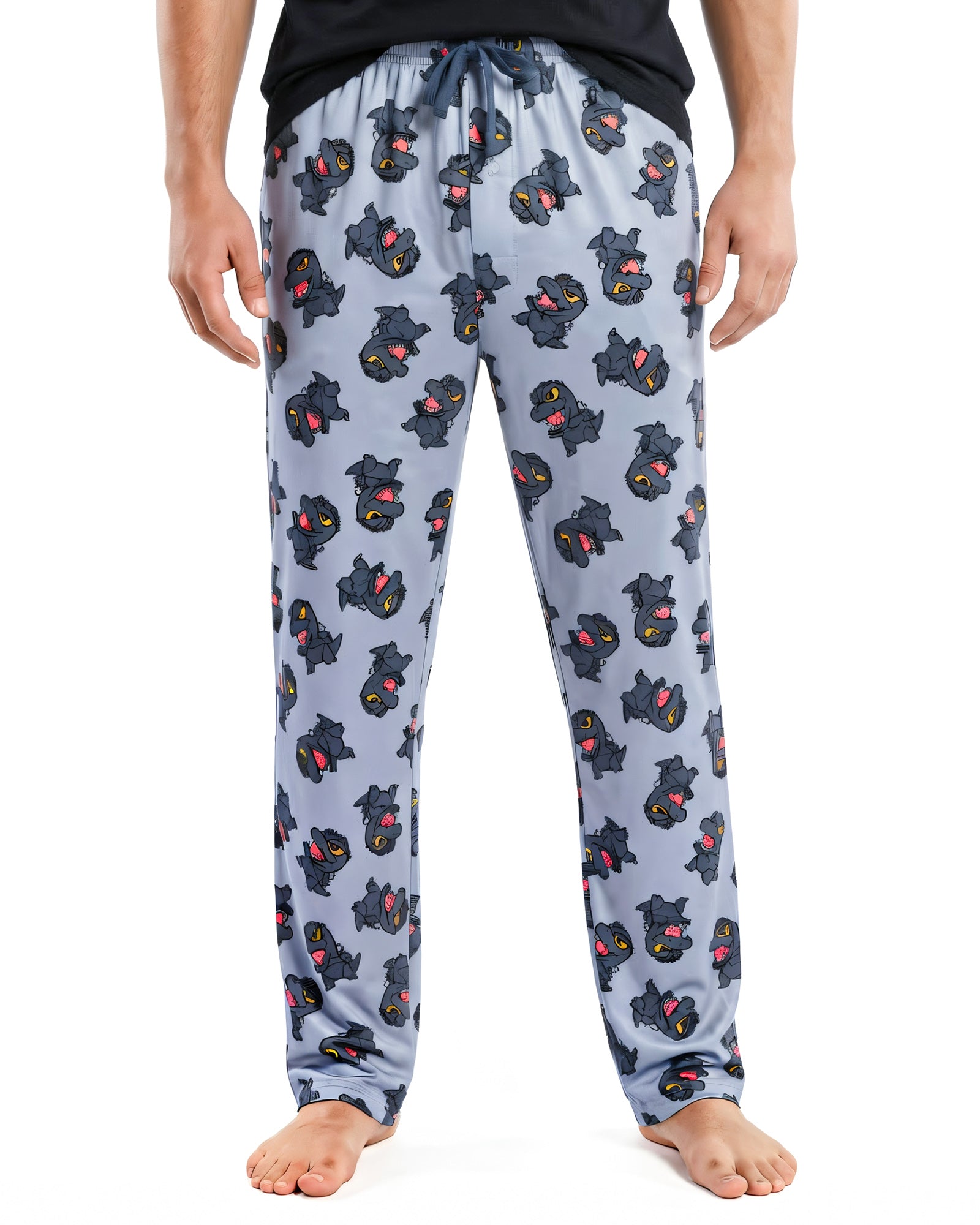 Godzilla Pajamas Men's Chibi Character AOP Lounge Sleep Pajama Pants