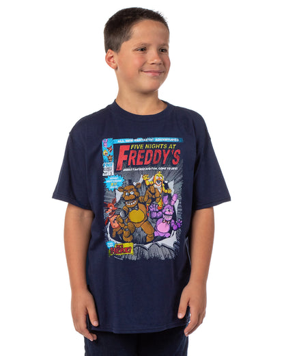 Five Nights at Freddy's T-Shirt Boys' Comic Book Style Short Sleeve Tee