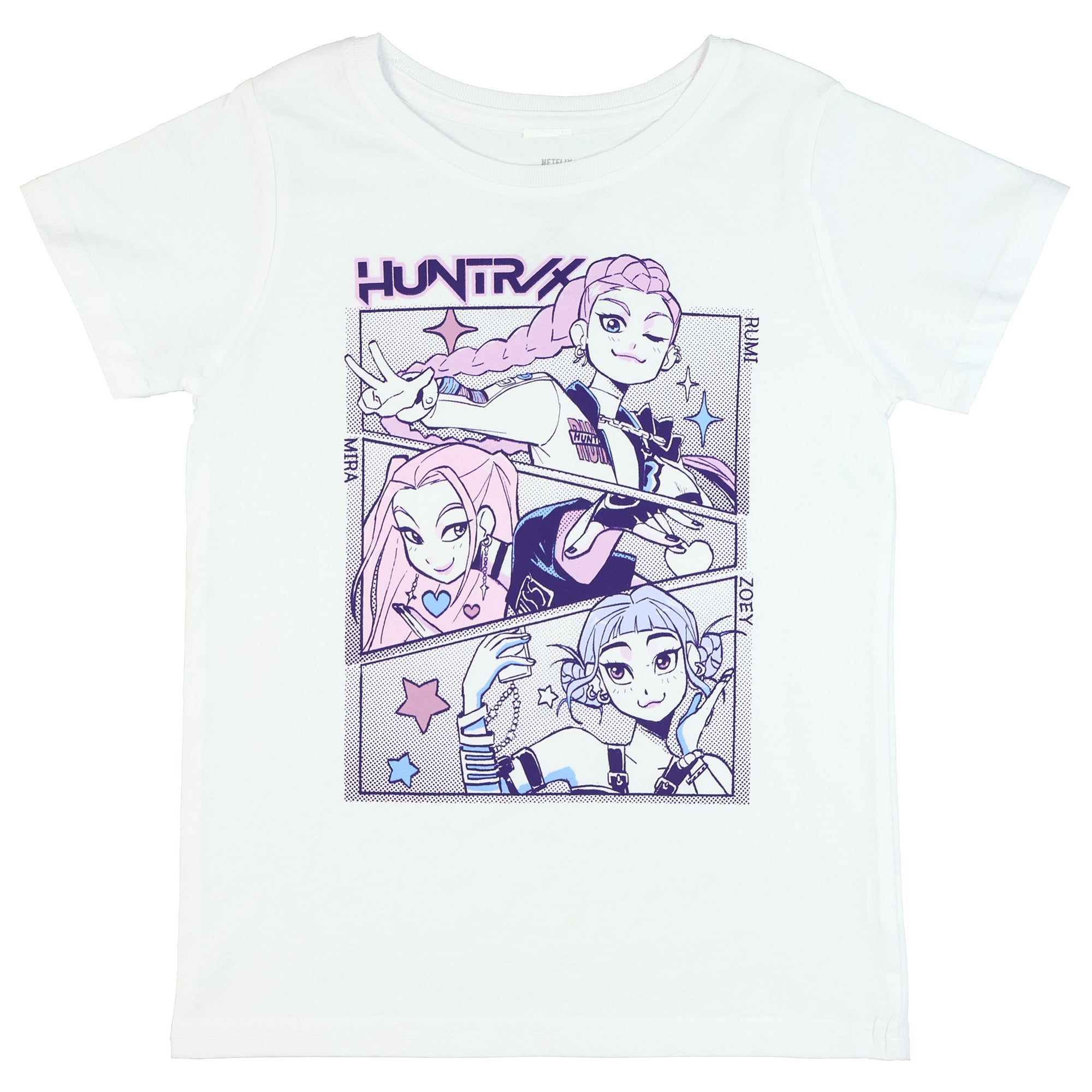 K-Pop Demon Hunters Shirt Girl's Huntrix Rumi Mira Zoey Short Sleeve Tee