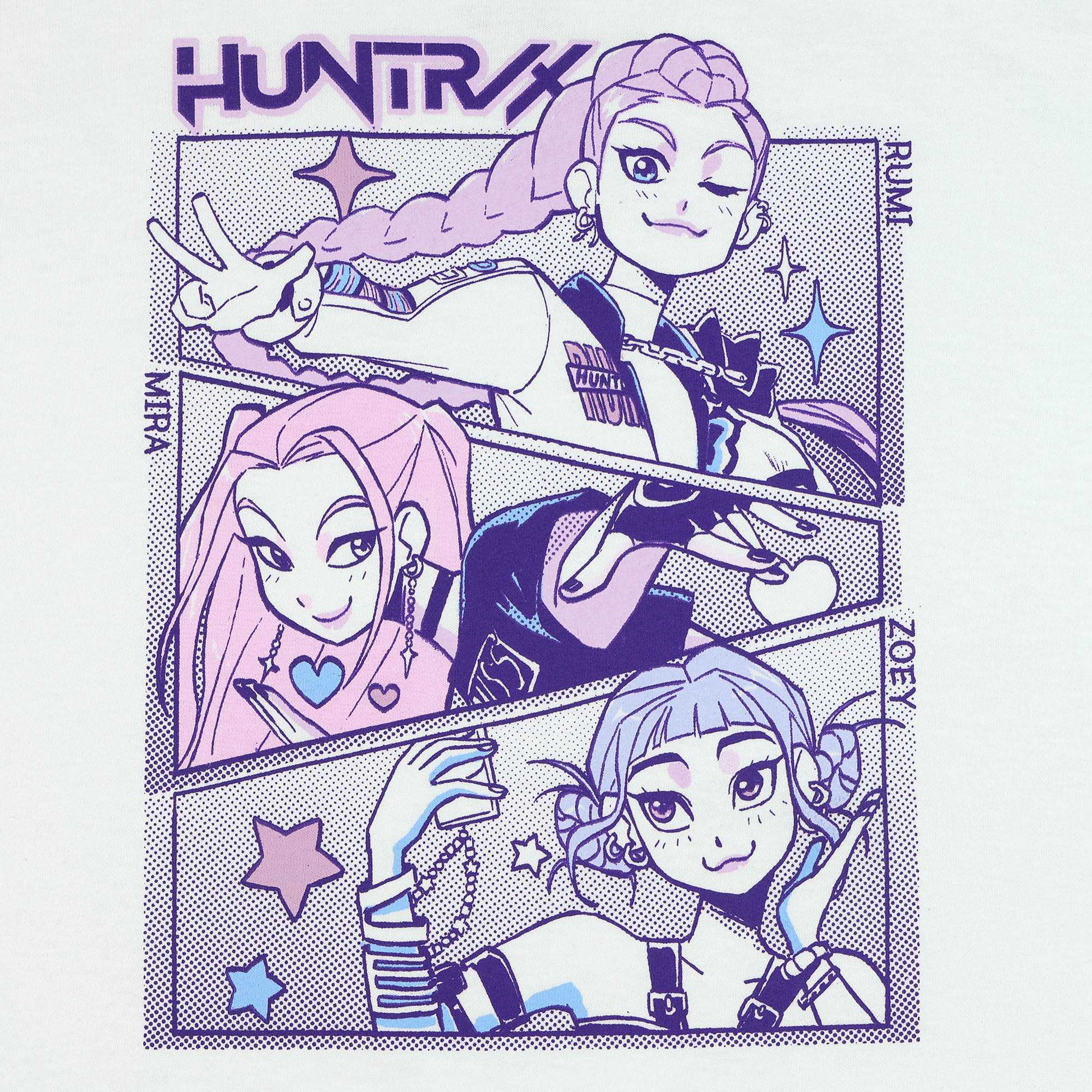 K-Pop Demon Hunters Shirt Girl's Huntrix Rumi Mira Zoey Short Sleeve Tee