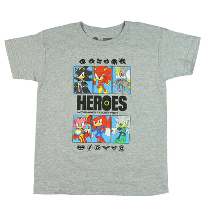 DC Comics Sonic The Hedgehog Shirt Boy's Heroes Short Sleeve Tee