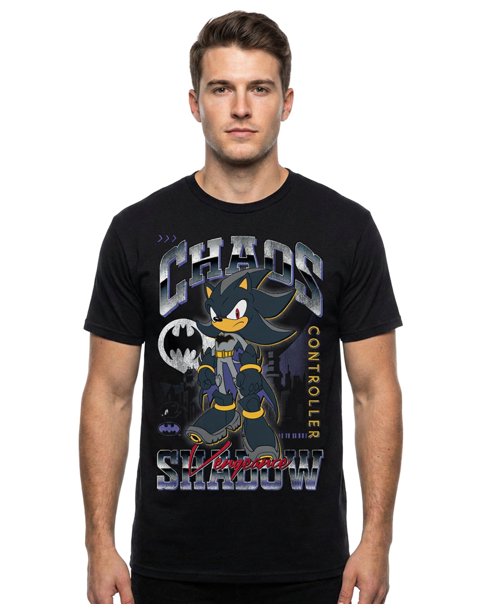 DC Comics Sonic The Hedgehog Shirt Men's Shadow Batman Short Sleeve Tee
