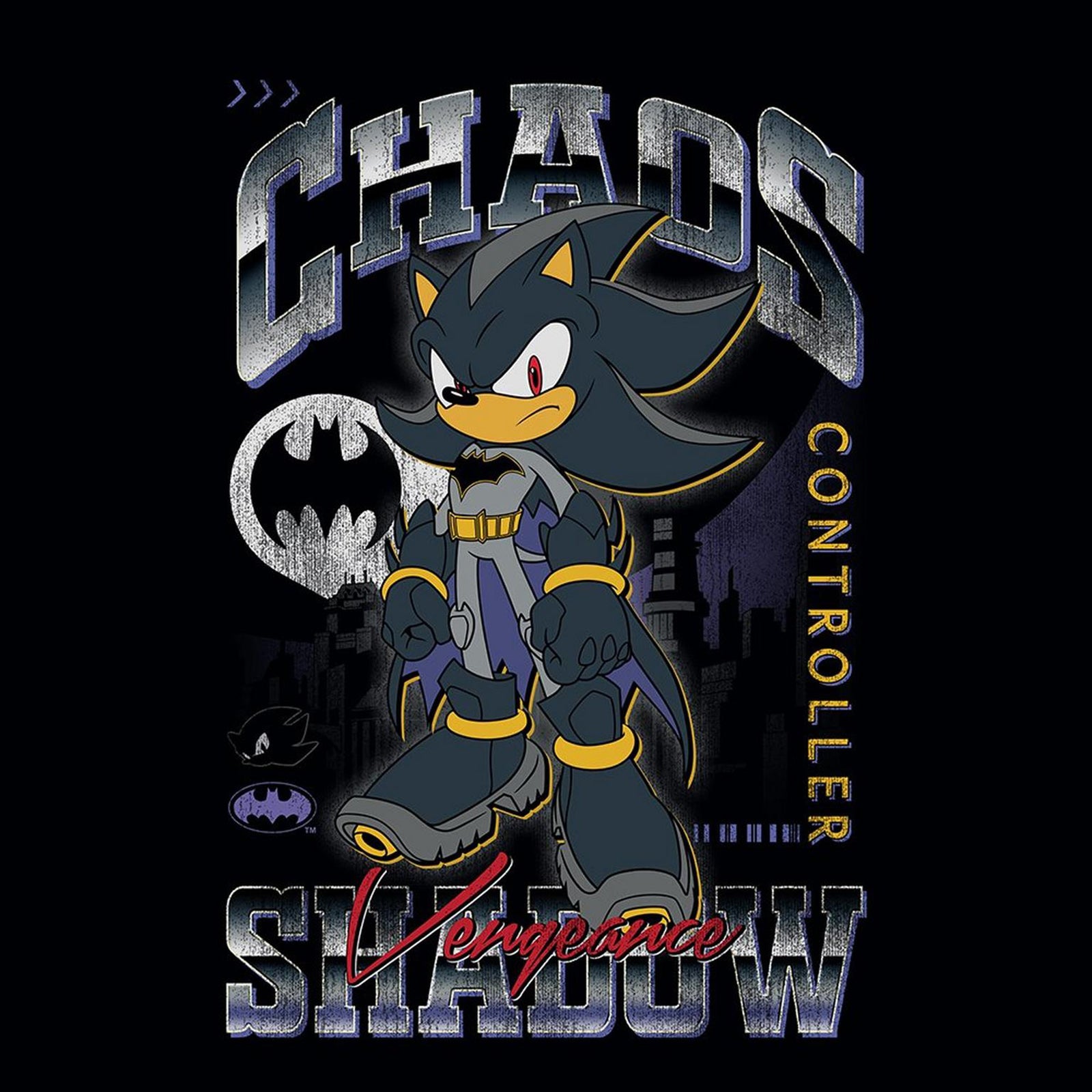 DC Comics Sonic The Hedgehog Shirt Men's Shadow Batman Short Sleeve Tee