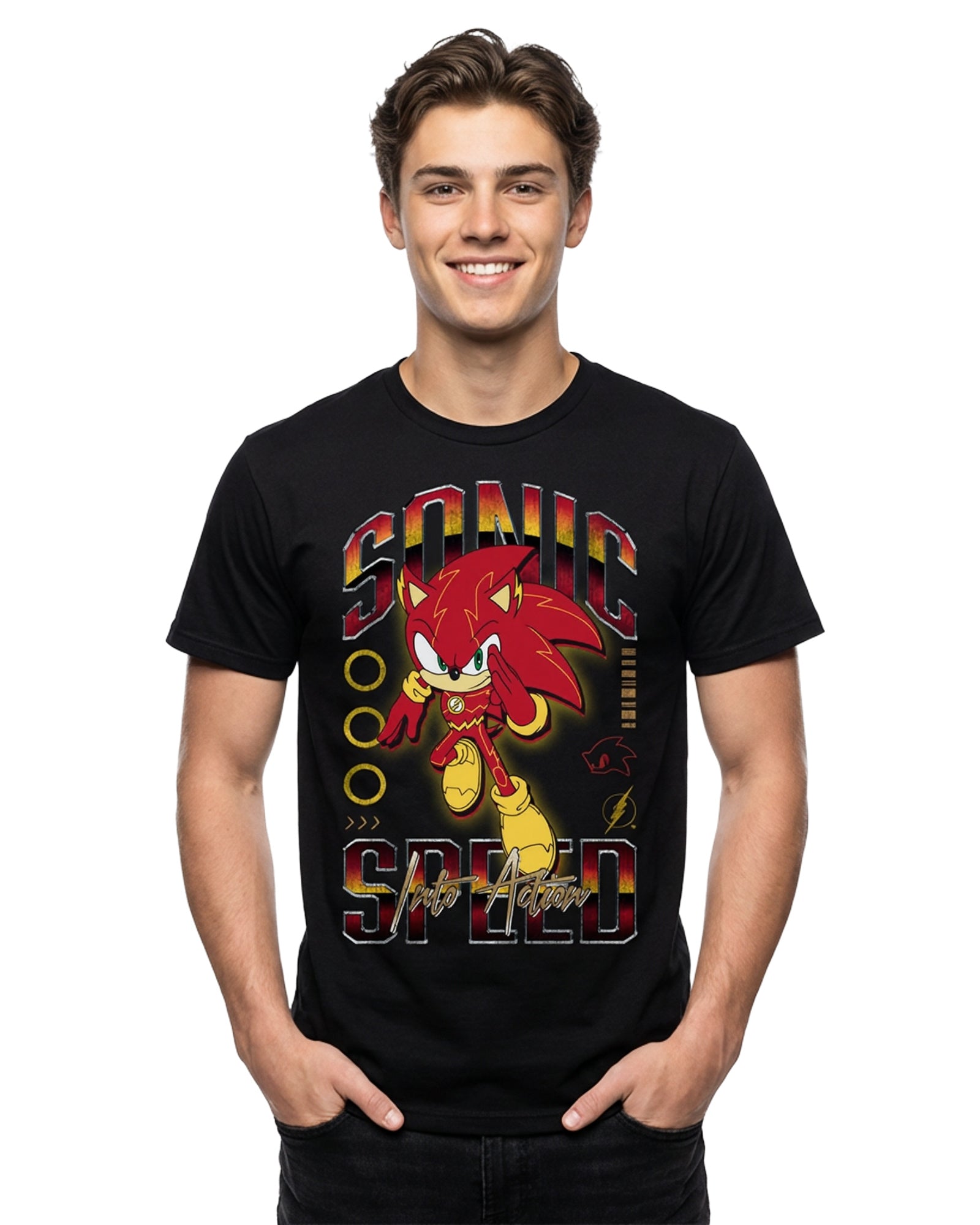 DC Comics Sonic The Hedgehog Shirt Men's The Flash Sonic short sleeve Tee