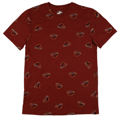 Jurassic World T-Shirt Men's Jurassic Park T-Rex Logo AOP Short Sleeve Tee